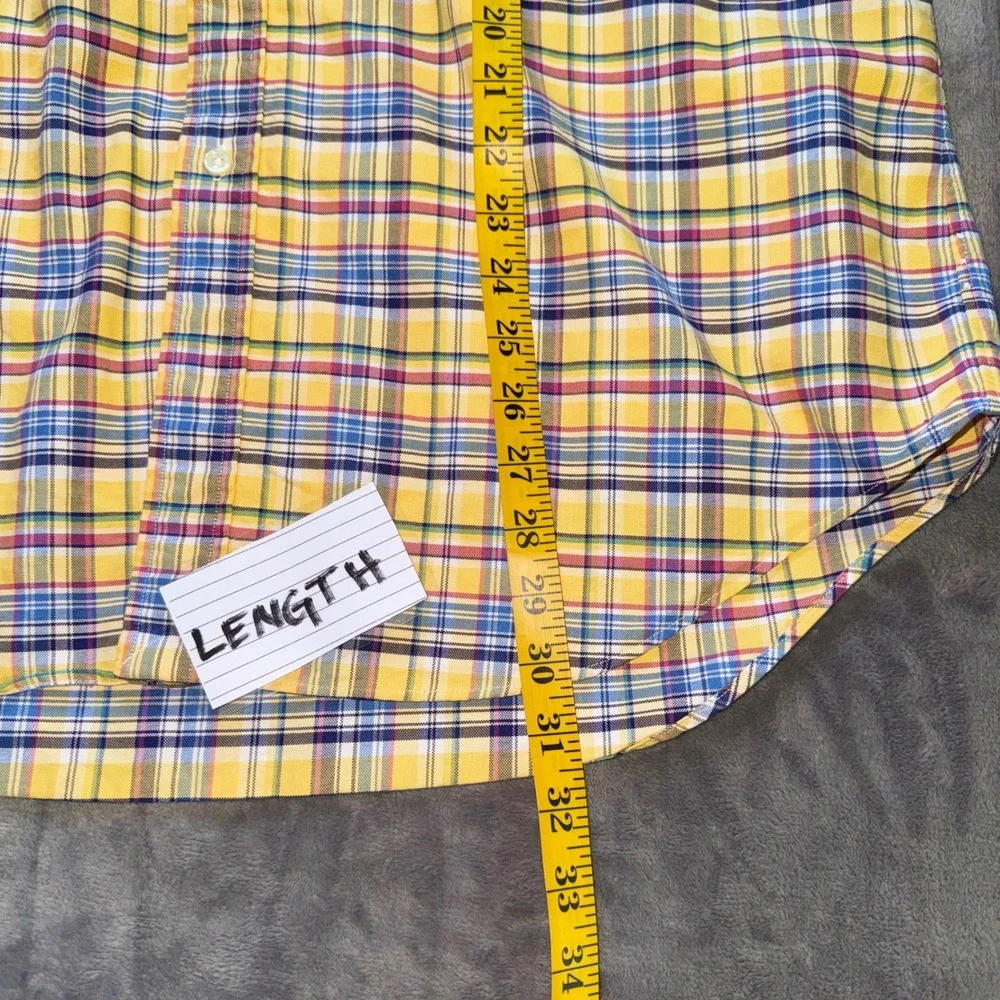 Polo Ralph Lauren Button Down Shirt Mens XL Yellow Plaid Classic Fit Long Sleeve
